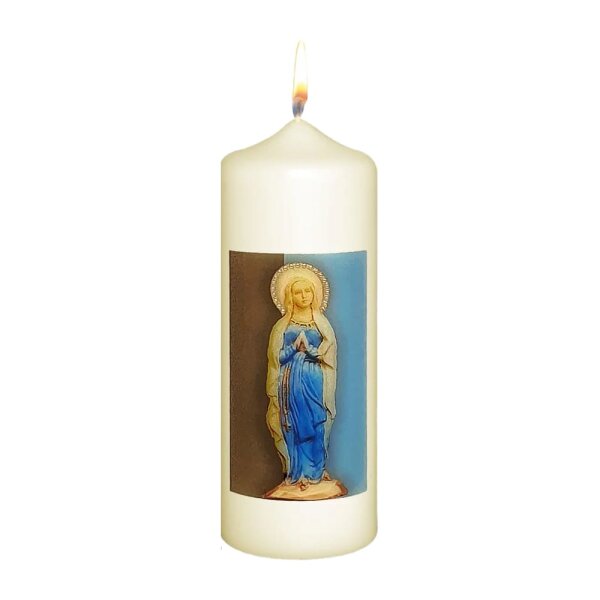 Marienkerze "Maria bitte für uns" Elfenbein Ø 6 x H 17 cm