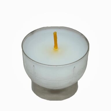 Opferlichte 7 Stunden Weiß mit Klarer-Mehrweg-Kunststoff-Hülle Ø 4,7 x H 4 cm, 300 Stück